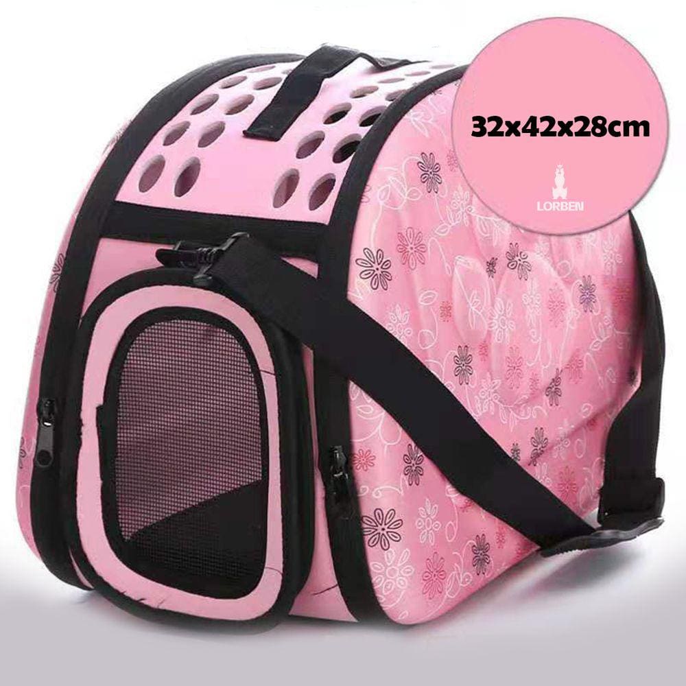 Bolsa de Transporte Pet Lorben Cães e Gatos Desmontável Passeio Viagem Avião Rosa