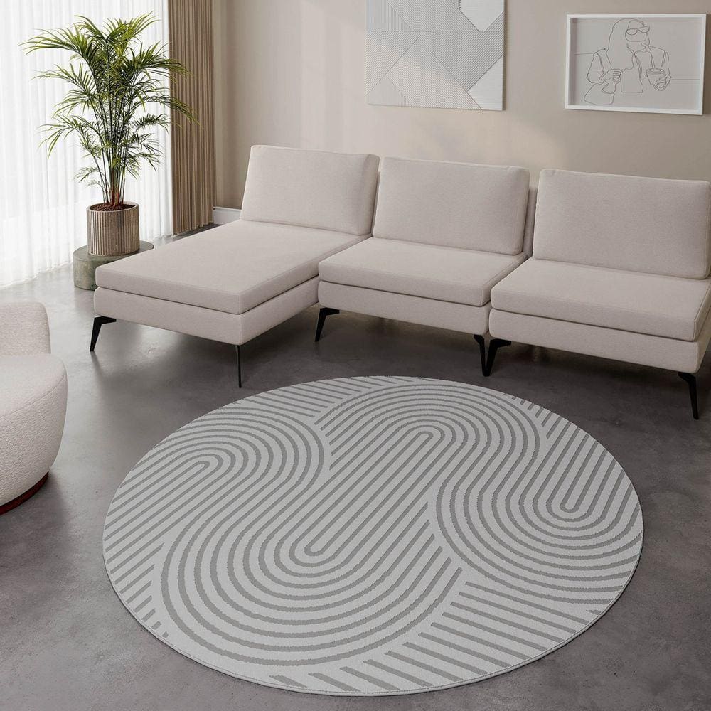 Tapete Redondo 1,90m Zen CabeCasa MadeiraMadeira Bege/Cinza