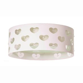Luminária Infantil Plafon Corações com Cristais 50x16 Branco/Branco