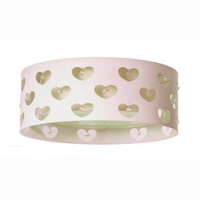Luminária Infantil Plafon Corações com Cristais 40x16 Cru/Branco