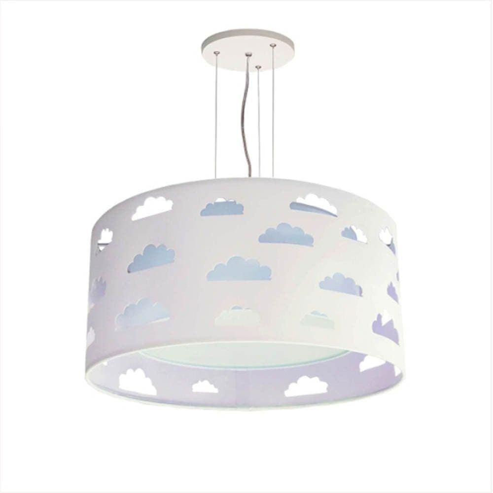 Lustre Infantil Nuvens Duplo com Recortes Bebê 30x16 Azul/Branco