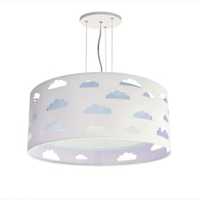 Lustre Infantil Luminária Pendente Nuvens Recortes 40x16 Azul/Branco