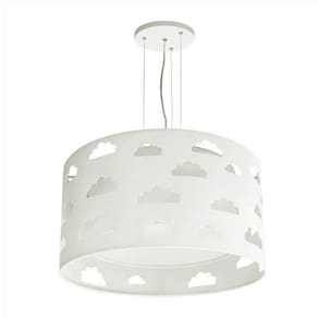 Lustre Infantil Nuvens Duplo com Recortes Cinza30x16 Cinza/Branco