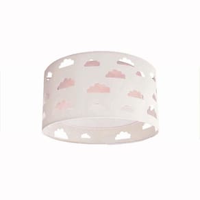 Luminária Plafon Nuvens Duplo 30x16 Rosa/Branco