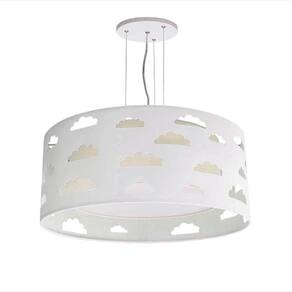 Lustre Infantil Luminária Pendente Nuvens Recortes Caqui 40x16 Caqui/Branco