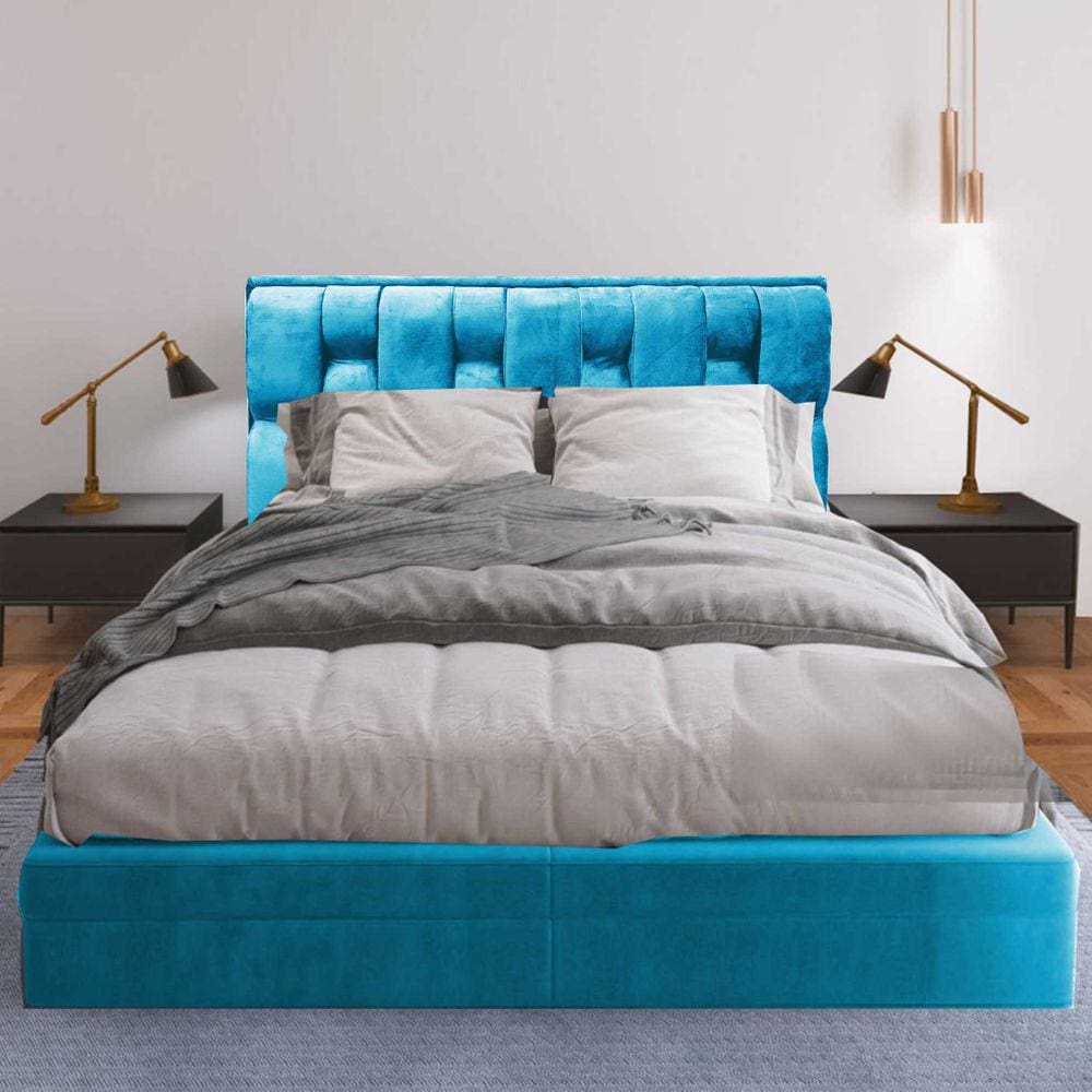 Cabeceira Cama Box Cherie Suede Moderna 90 Turquesa