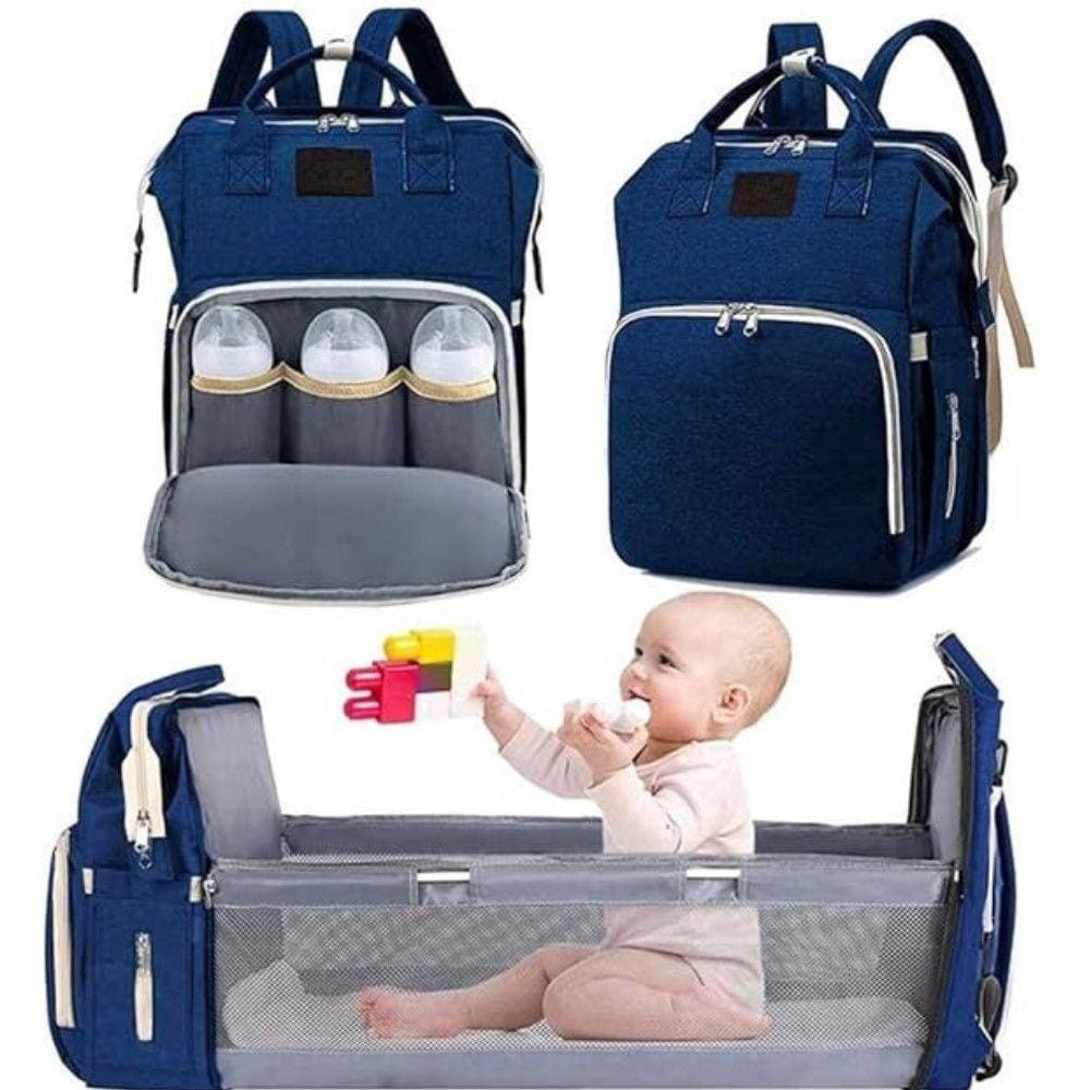 Mochila Bolsa Maternidade Vira Berço Multifuncoes Deend Azul