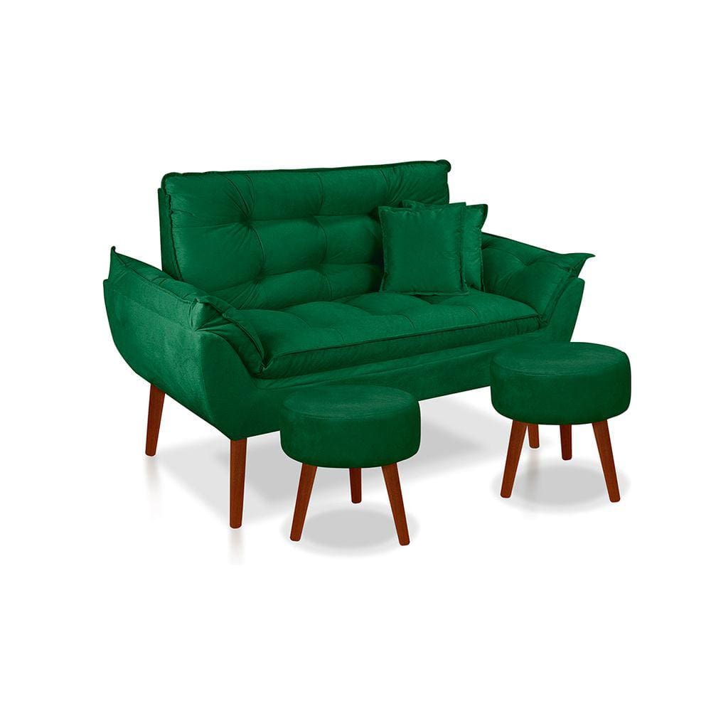 Kit 01 Namoradeira Opala 02 Lugares   02 Puff Redondo 02 Almofadas Suede