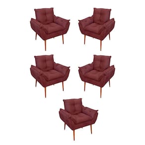 Kit 05 Poltrona Opala Sofá Sala, Quarto, Escritório Suede Cor:marsala