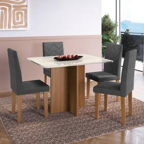 Conjunto Sala De Jantar Fidelitá Itália 110cm Com 4 Cadeiras Freijó/off-white Assento Grafite