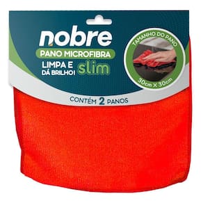 Pano De Microfibra 30X30Cm Pacote Com 2 Unid. Vermelho Slim - Nobre