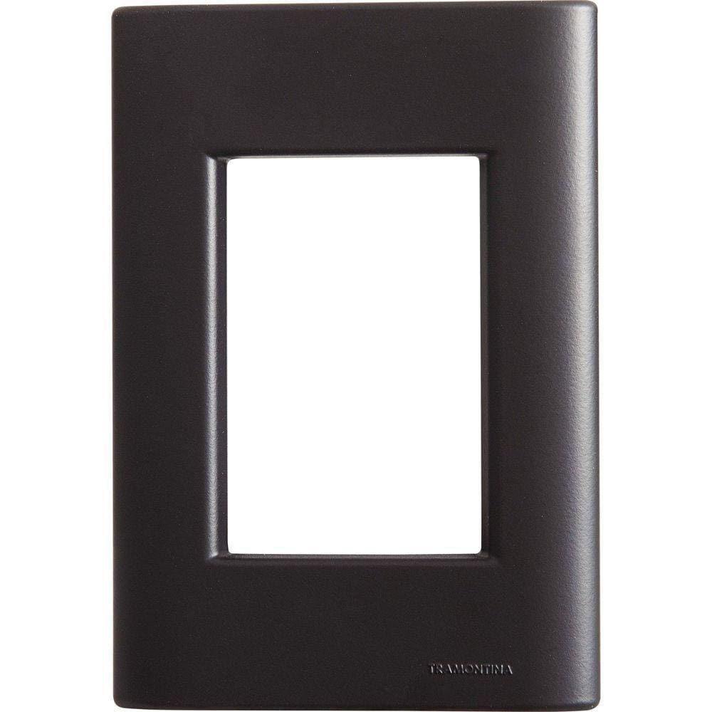 Placa 3 Postos 4x2 Tramontina Giz Preta Soft Touch Sem Suporte Tramontina