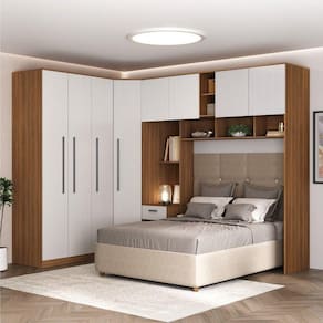 Guarda-roupa Modulado Lugano 8 Portas 3 Gavetas 3 Peças Yescasa Nogal/Branco