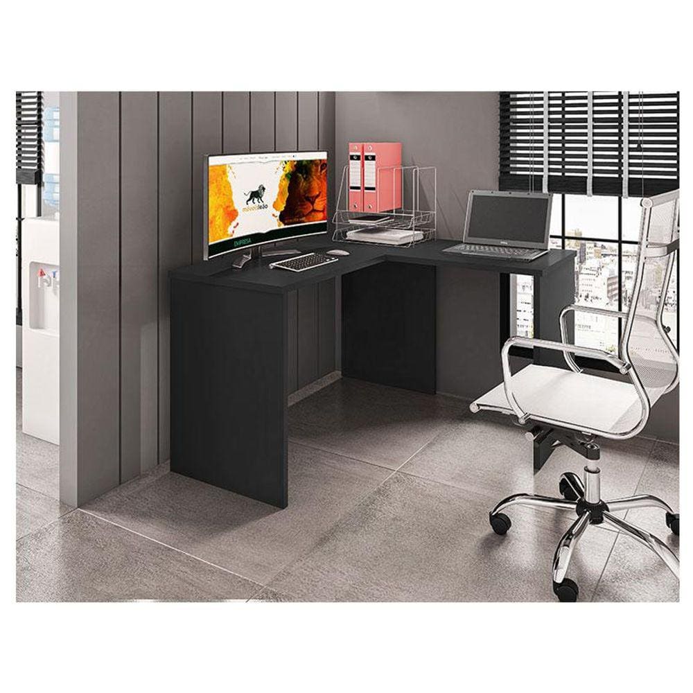 Mesa para Computador Ambiente Gávea com Extensora Preto Trama - Móveis Leão
