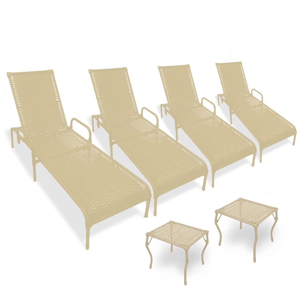 Kit 4 Espreguiçadeiras para Piscina Catar + 2 mesas