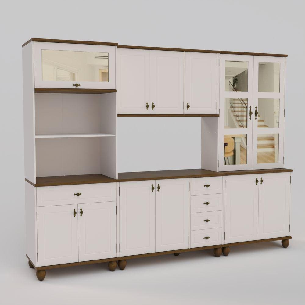 Cozinha Compacta Retrô 4 Peças Off-white Nogueira