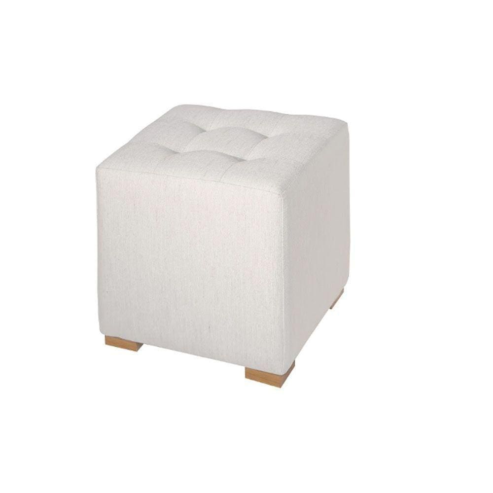 Puff Adam 40 Com Pés De Madeira Em Poliéster Due Decor Bege