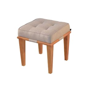 Puff Dion 42 Com Base Fixa De Madeira Em Poliéster Due Decor Cinza