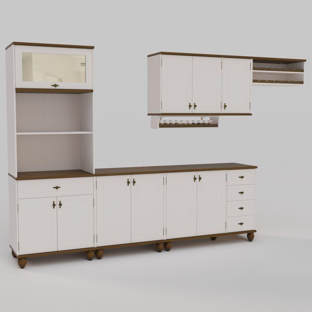 Cozinha Modulada Retrô Off White-nogueira 6 Peças