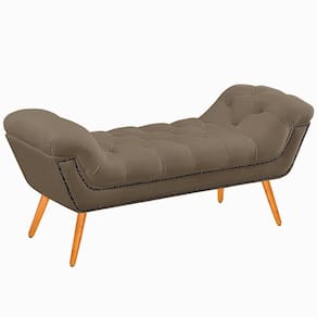 Recamier Calçadeira Casal King 195cm Ayla Veludo Cappuccino - Montanaris Decor