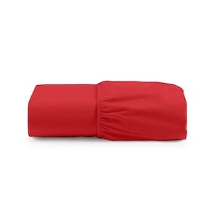 Lençol De Baixo Solteiro Avulso Com Elástico Luiza Algodão Percal 180 Fios - Vermelho