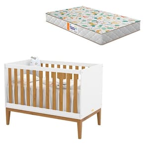 Berço Americano Unique Branco Soft Freijó Eco Wood com Colchão Gazin - Matic