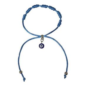 Pulseira Kabbalah Olho Grego Cetim Azul 100%