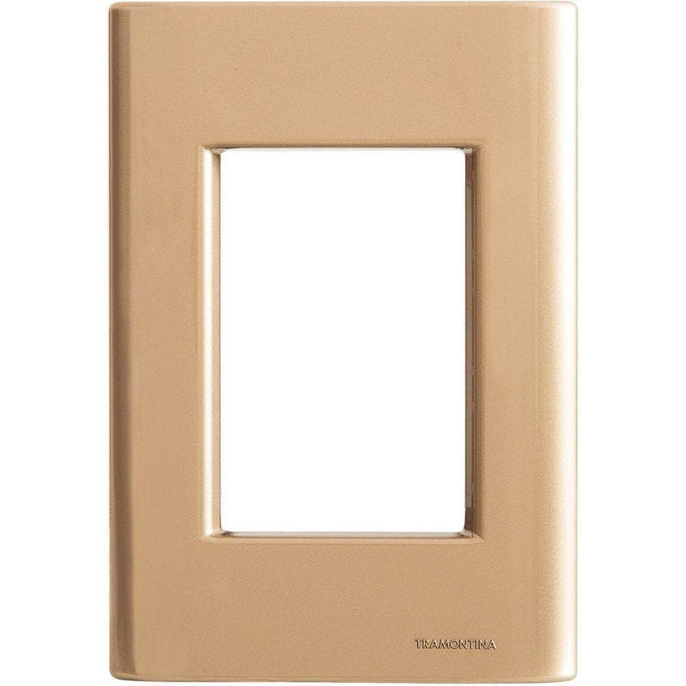 Placa 3 Postos 4x2 Tramontina Giz Ouro Metalizado Sem Suporte Tramontina