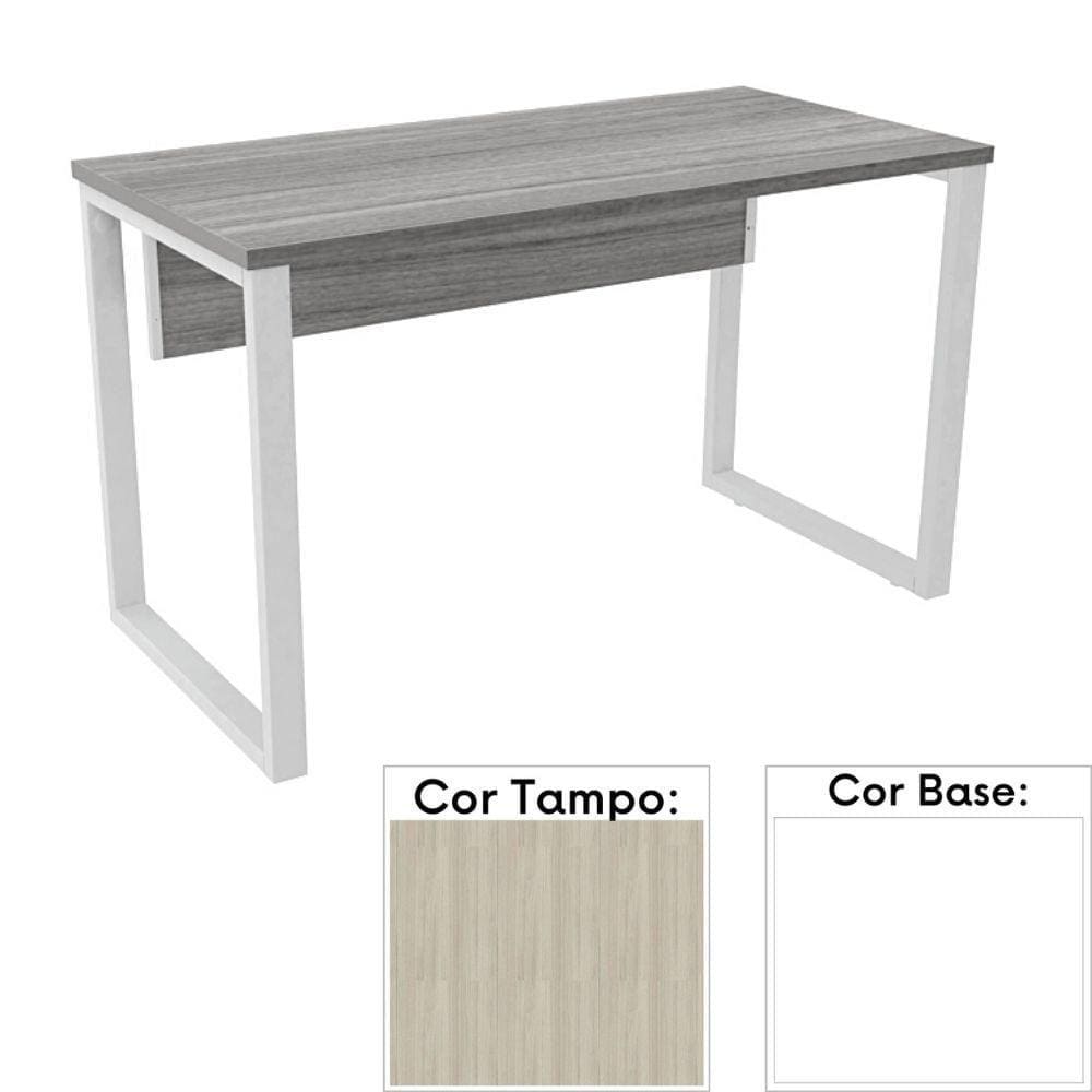 Mesa de Escritório Pé Tubular PE25 em MDP 90 x 60 cm Cor Nogueira CasaBlanca e Base Branca