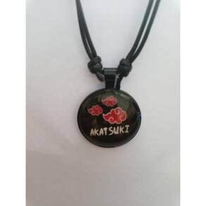 Colar Ajustavel Akatsuki Naruto Pingente Cabochon Redondo