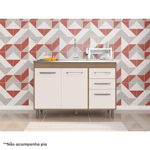 Balcão de Pia Ambiente Barcelona 120cm Carvalho OAK Off White - Poliman