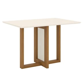 Mesa de Jantar Natalí 120 cm Canto Reto sem Vidro Nature Off White - Henn
