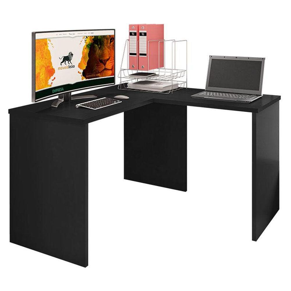 Mesa para Computador Gávea com Extensora Preto Trama - Móveis Leão