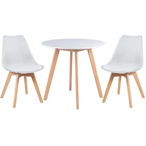 Conjunto Mesa Jantar Leda 80cm Branca + 2 Cadeiras Leda - Brancas