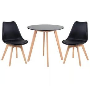 Kit - Mesa De Jantar Leda 90 Cm Preto + 2 Cadeiras Estofadas Leda Preto