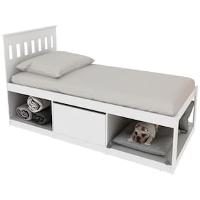 Cama Solteiro 2 Nichos 1 Bau Cm8037 Branco Tecno Mobili Branco