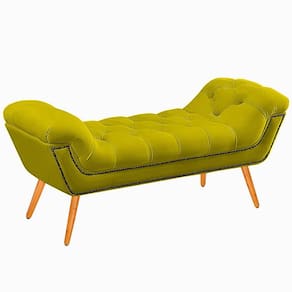 Recamier Calçadeira Casal Quenn 160cm Ayla Veludo Amarelo - Montanaris Decor