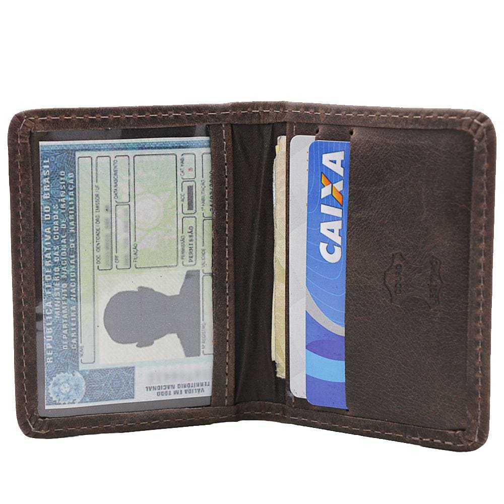 Carteira Masculina Slim Pequena Porta Cartões Porta CNH Em Couro