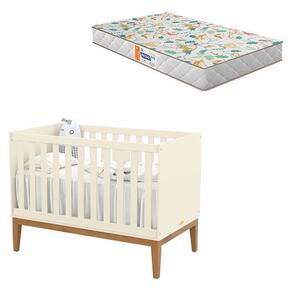 Berço Americano Unique Off White Eco Wood com Colchão Gazin - Matic