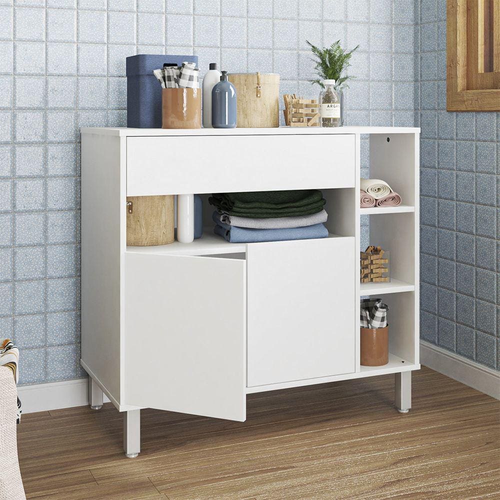 Armário Multiuso 2 Portas 1 Gaveta MDP 15mm Branco