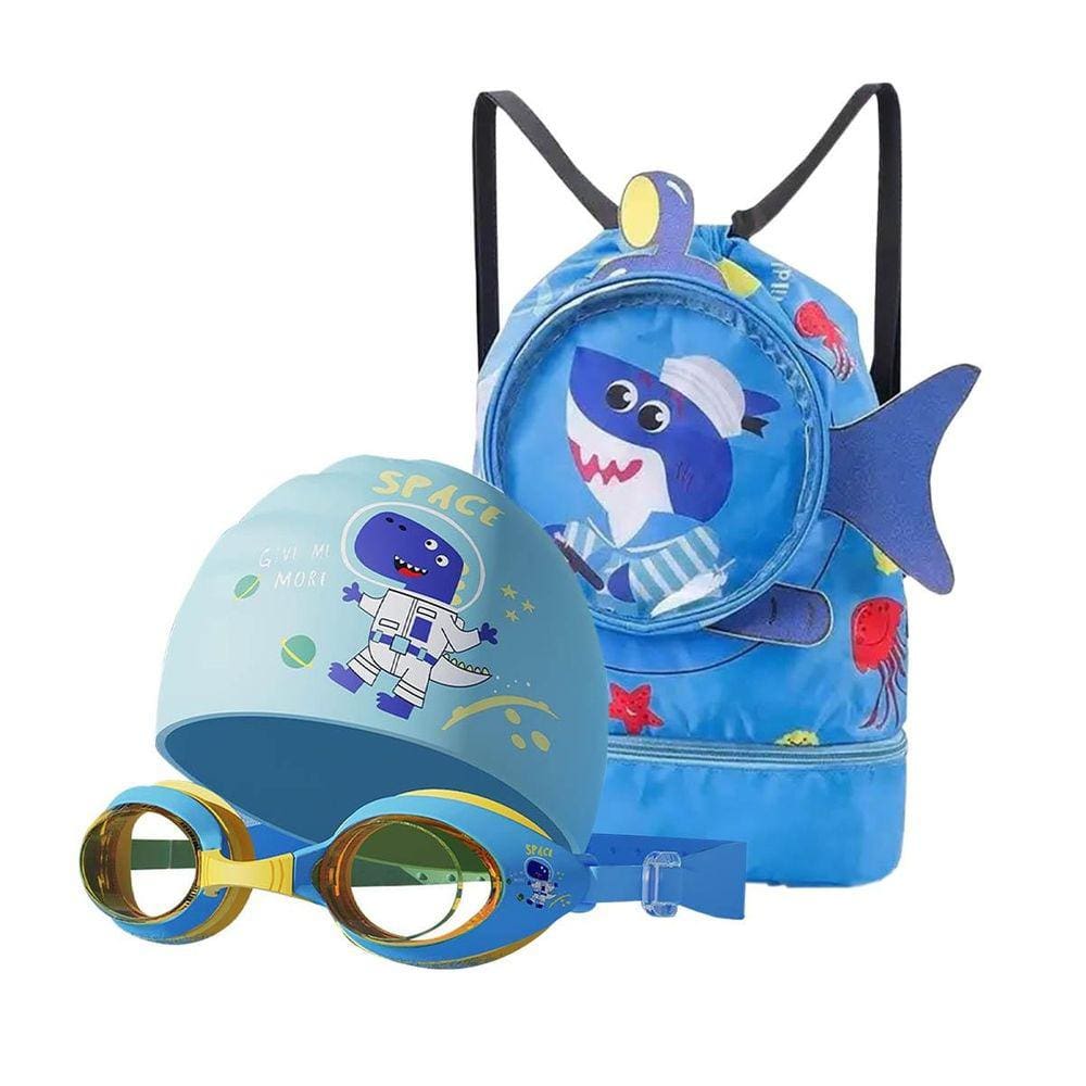 Kit De Natação Mochila + Óculos + Touca Infantil