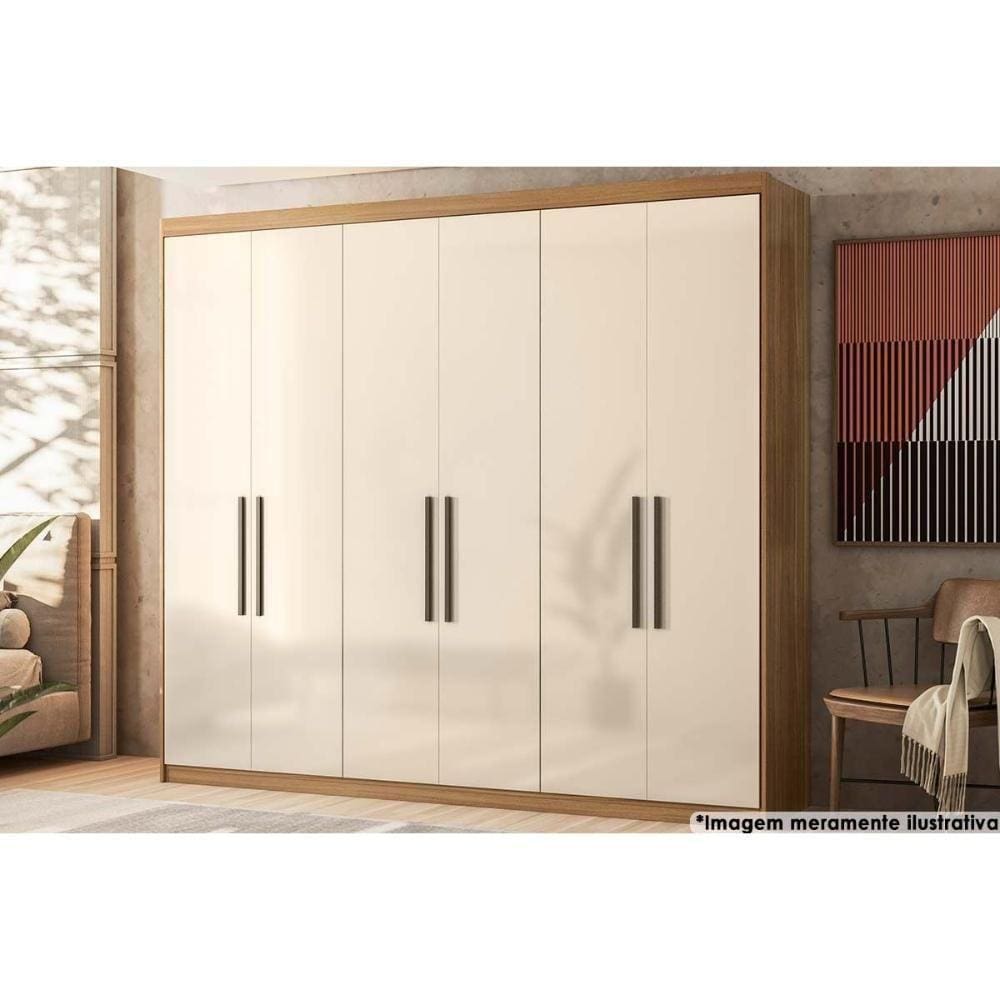 Guarda Roupa 6 Portas E 2 Gavetas Venice Amêndola-off White - Demóbile