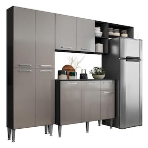 Armário de Cozinha Compacta Multimóveis Pequim FG2933 Preta/Lacca Fumê
