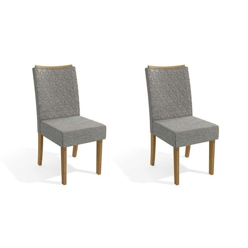 Cadeira Sala De Jantar 2cad129md Kit 2 Un Freijó/linho Cinza Mesclado - Kappesberg