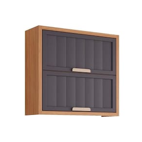 Armário De Geladeira P- Cozinha Estela C-2 Portas Basculantes Ripada 80 Cm Freijo-titanium - Mgm