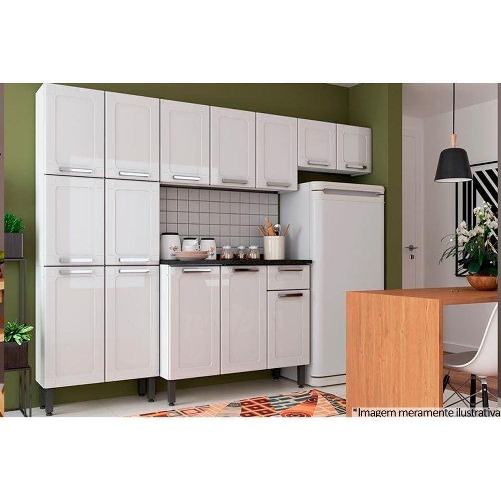 Cozinha Completa Múltipla 4 Peças (2 Armários + 1 Balcão + 1 Paneleiro) C4P74 Branco - Bertolini