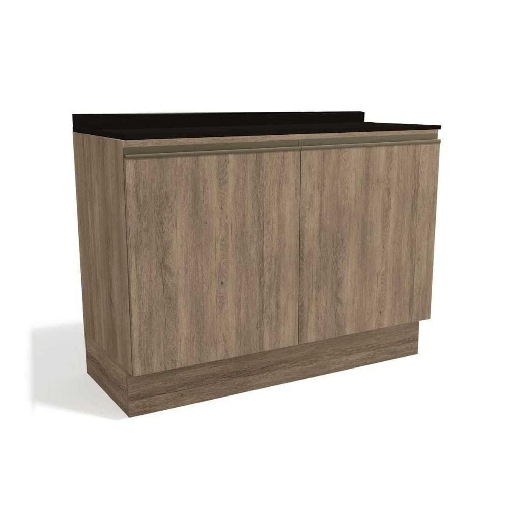 Balcão De Cozinha Maxxi G745 2 Portas C-tampo 120cm Nogal-preto - Kappesberg