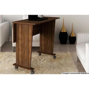 Mesa Multiuso Escritório Dobrável Me4117 C/ Rodízios Nogal - Tecno Mobili