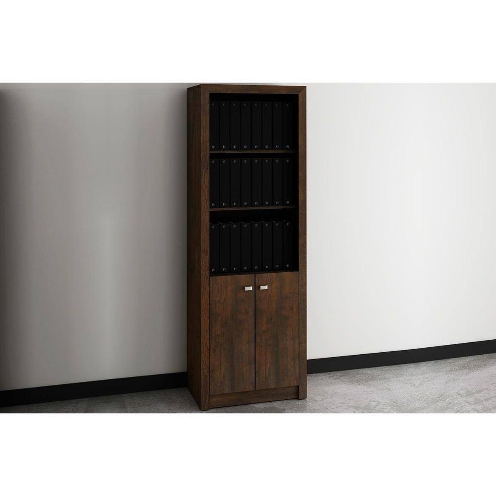 Estante Livreiro Casal Me4110 C/ 2 Portas E 3 Prateleiras Rústico - Tecno Mobili