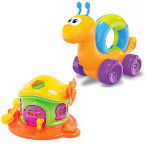 2 Brinquedos Para Bebê Caracol e Cogumelo Didático